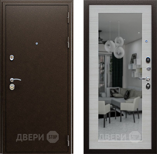Входная металлическая Дверь АСД Спартак с зеркалом Акация светлая в Звенигород