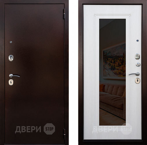 Входная металлическая Дверь Снедо Патриот зеркало Белая Лиственница в Звенигород