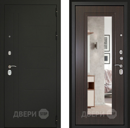 Входная металлическая Дверь (Дверной Континент) Сити - Z 3К с зеркалом Венге в Звенигород