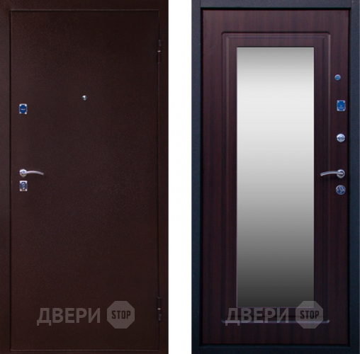 Входная металлическая Дверь СТОП Медь ЗЕРКАЛО Венге в Звенигород