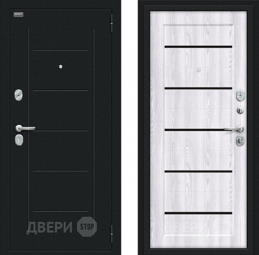 Входная металлическая Дверь Bravo Борн Букле черное/Riviera Ice в Звенигород