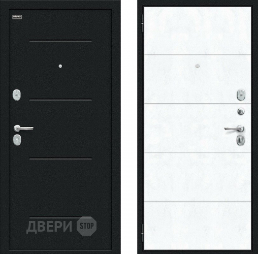 Входная металлическая Дверь внутреннего открывания Bravo Граффити-1 Инсайд Букле черное/Snow Art в Звенигород