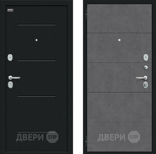 Дверь внутреннего открывания Bravo Граффити-1 Инсайд Букле черное/Slate Art в Звенигород