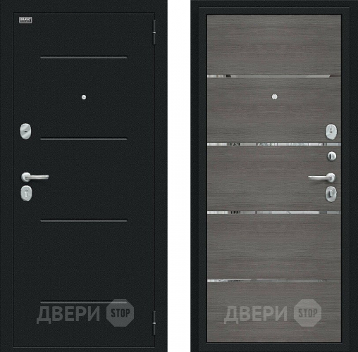 Входная металлическая Дверь Bravo Лайн Букле черное/Grey Veralinga в Звенигород