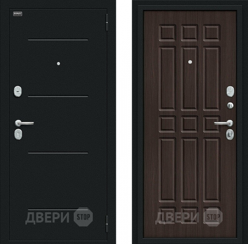 Входная металлическая Дверь Bravo Мило Букле черное/Wenge Veralinga в Звенигород