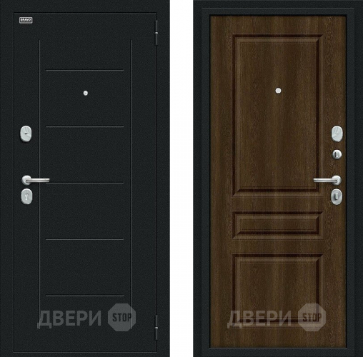 Входная металлическая Дверь Bravo Пик Букле черное/Dark Barnwood в Звенигород
