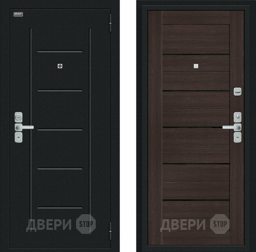 Входная металлическая Дверь Bravo Райт Букле черное/Wenge Veralinga в Звенигород