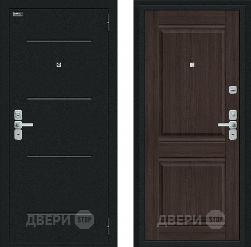 Входная металлическая Дверь Bravo Нео Букле черное/Wenge Veralinga в Звенигород