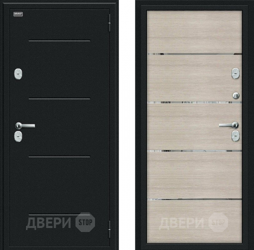 Дверь Bravo Thermo Лайн Букле черное/Cappuccino Veralinga в Звенигород