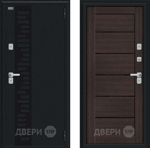Входная металлическая Дверь Bravo Thermo Техно Декор Букле черное/Wenge Veralinga в Звенигород