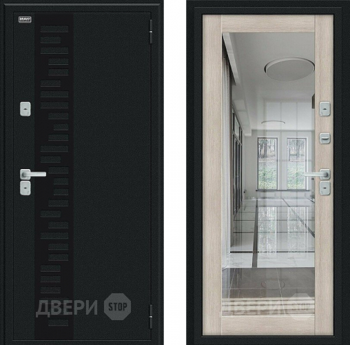 Входная металлическая Дверь Bravo Thermo Флэш Декор Букле черное/Cappuccino Veralinga в Звенигород