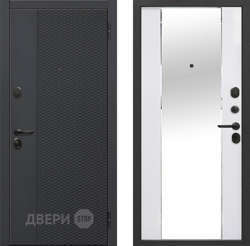 Входная металлическая Дверь Флорида Зеркало Фацет Эммалит Белый в Звенигород