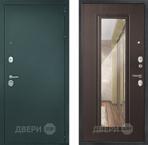 Входная металлическая Дверь Дверной Континент Рубикон Серебро Зеркало Венге в Звенигород