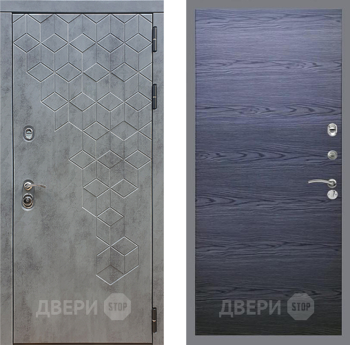 Входная металлическая Дверь Стоп БЕТОН Гладкая Дуб тангенальный черный в Звенигород