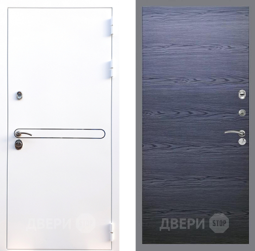 Входная металлическая Дверь Стоп Лайн Вайт Гладкая Дуб тангенальный черный в Звенигород