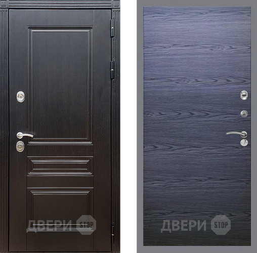 Входная металлическая Дверь Стоп МЕГАПОЛИС Гладкая Дуб тангенальный черный в Звенигород