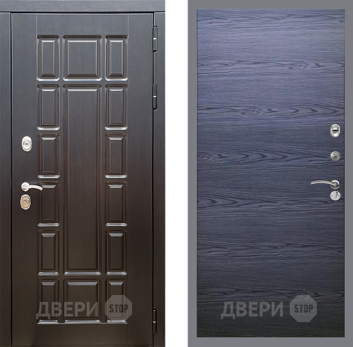 Входная металлическая Дверь Стоп НЬЮ ЙОРК Гладкая Дуб тангенальный черный в Звенигород