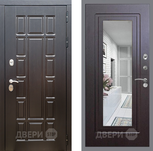 Входная металлическая Дверь Стоп НЬЮ ЙОРК Зеркало ФЛ-120 Венге в Звенигород