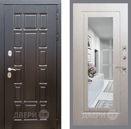 Дверь Стоп НЬЮ ЙОРК Зеркало ФЛ-120 Беленый дуб в Звенигород