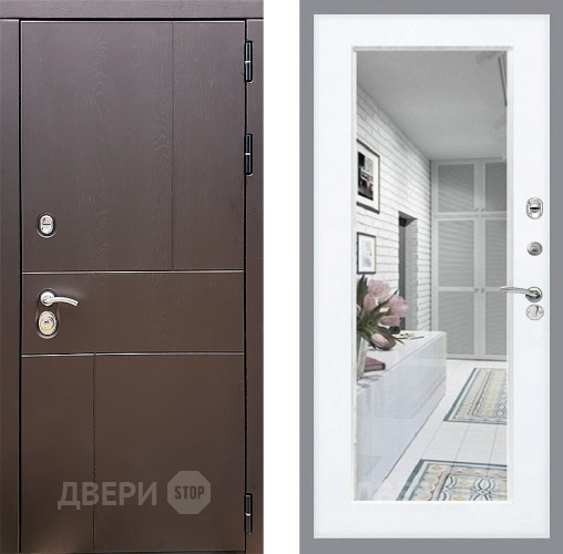 Входная металлическая Дверь Стоп УРБАН Зеркало Силк Сноу в Звенигород