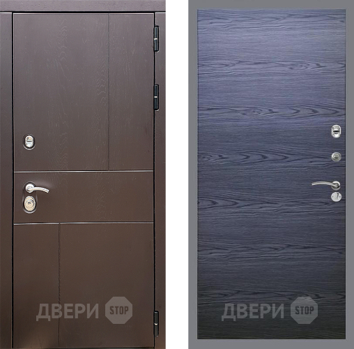 Входная металлическая Дверь Стоп УРБАН Гладкая Дуб тангенальный черный в Звенигород
