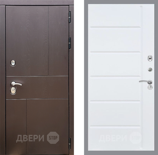 Входная металлическая Дверь Стоп УРБАН ФЛ-102 Белый ясень в Звенигород