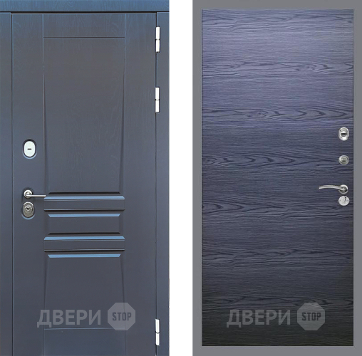 Входная металлическая Дверь Стоп ПЛАТИНУМ Гладкая Дуб тангенальный черный в Звенигород