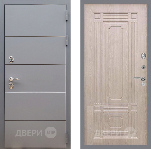 Входная металлическая Дверь Стоп АРТ ГРАФИТ ФЛ-2 Беленый дуб в Звенигород