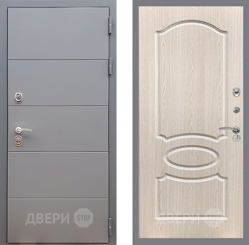 Входная металлическая Дверь Стоп АРТ ГРАФИТ ФЛ-128 Беленый дуб в Звенигород