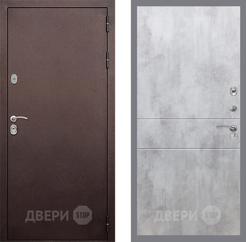 Входная металлическая Дверь Стоп КЛАССИК Медь ФЛ-290 Бетон светлый в Звенигород