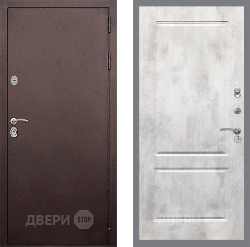 Входная металлическая Дверь Стоп КЛАССИК Медь ФЛ-117 Бетон светлый в Звенигород