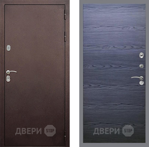 Входная металлическая Дверь Стоп КЛАССИК Медь Гладкая Дуб тангенальный черный в Звенигород