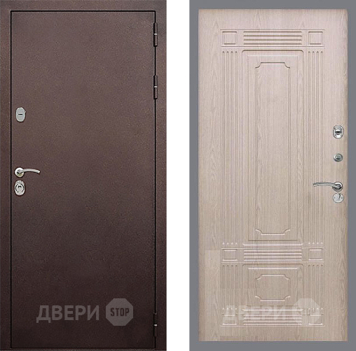 Входная металлическая Дверь Стоп КЛАССИК Медь ФЛ-2 Беленый дуб в Звенигород