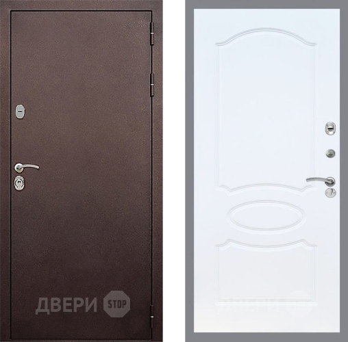 Входная металлическая Дверь Стоп КЛАССИК Медь ФЛ-128 Белый ясень в Звенигород