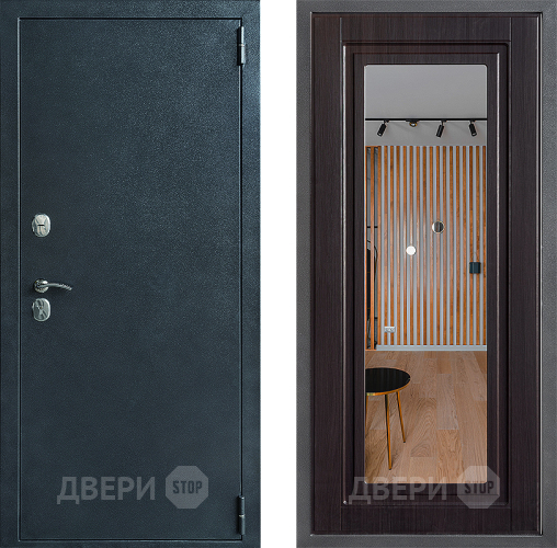 Входная металлическая Дверь Дверной континент ДК-70 Дизайн ФЛЗ Зеркало Венге в Звенигород
