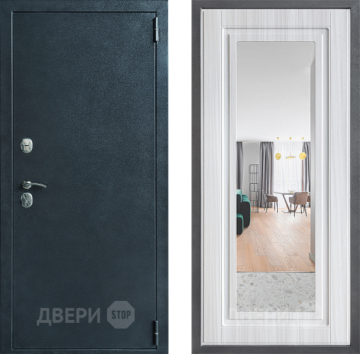 Входная металлическая Дверь Дверной континент ДК-70 Дизайн ФЛЗ Зеркало Сандал белый в Звенигород