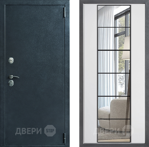 Входная металлическая Дверь Дверной континент ДК-70 Дизайн ФЛЗ-2 Зеркало Белый софт в Звенигород