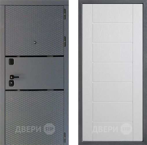 Входная металлическая Дверь Дверной континент Диамант Дизайн ФЛ-Лайн Белое дерево в Звенигород