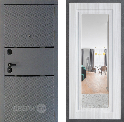 Входная металлическая Дверь Дверной континент Диамант Дизайн ФЛЗ Зеркало Сандал белый в Звенигород