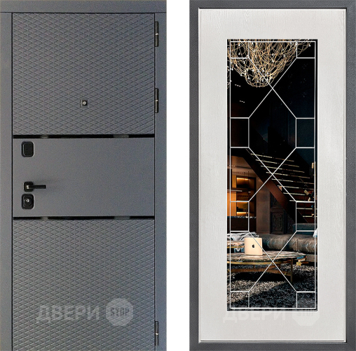 Входная металлическая Дверь Дверной континент Диамант Дизайн ФЛ-Тиффани Зеркало Белое дерево в Звенигород