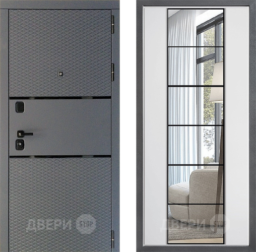 Входная металлическая Дверь Дверной континент Диамант Дизайн ФЛЗ-2 Зеркало Белый софт в Звенигород