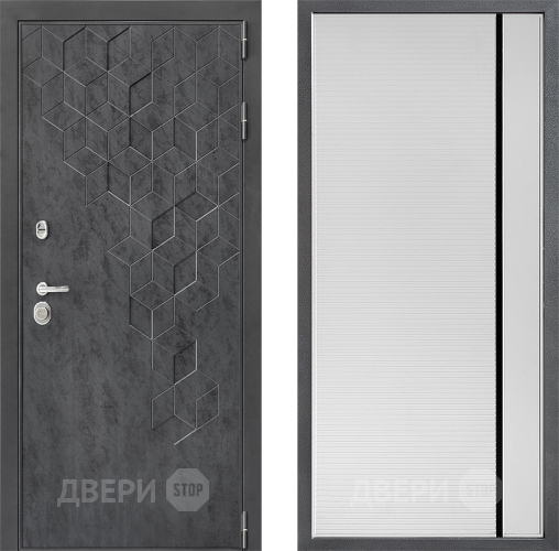 Входная металлическая Дверь Дверной континент ДК-3/713 ФЛ-757 Черное Стекло Софт милк в Звенигород