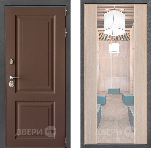 Входная металлическая Дверь Дверной континент ДК-3/729 ФЛЗ-1 Зеркало Капучино в Звенигород