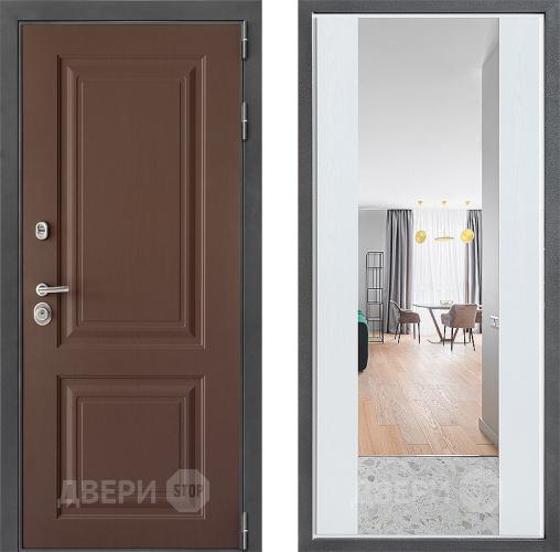 Дверь Дверной континент ДК-3/729 ФЛЗ-1 Зеркало Белое дерево в Звенигород