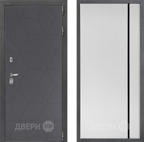 Входная металлическая Дверь Дверной континент ДК-3/744 ФЛ-757 Черное Стекло Софт милк в Звенигород