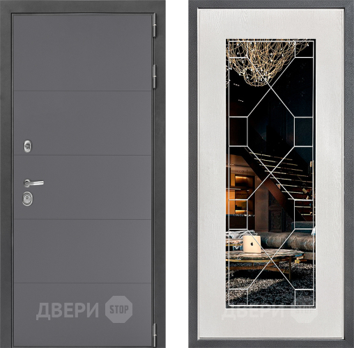 Дверь Дверной континент ДК-3/649 ФЛ-Тиффани Зеркало Белое дерево в Звенигород