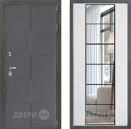 Входная металлическая Дверь Дверной континент ДК-3/606 ФЛЗ-2 Зеркало Белый софт в Звенигород