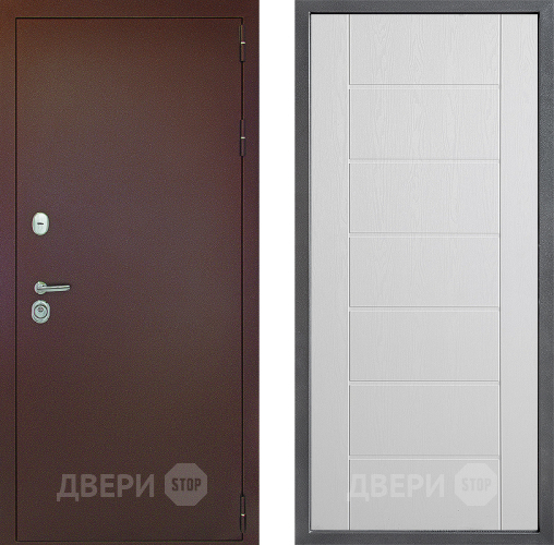 Входная металлическая Дверь Дверной континент Рубикон Медь Дизайн ФЛ-Лайн Белое дерево в Звенигород