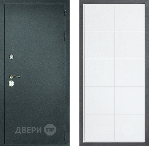Входная металлическая Дверь Дверной континент Рубикон Серебро Дизайн ФЛ-Кватро Белое дерево в Звенигород
