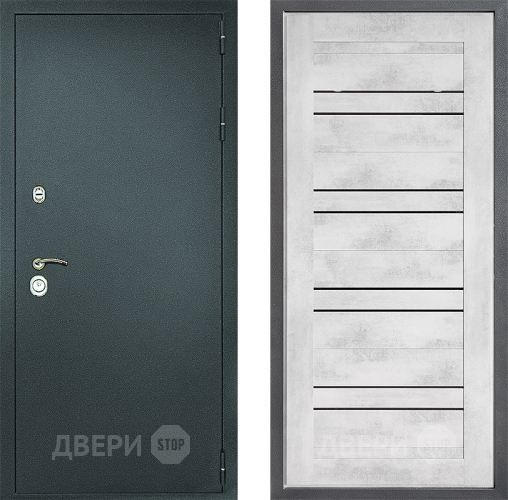 Входная металлическая Дверь Дверной континент Рубикон Серебро Дизайн ФЛ-49 Бетон снежный в Звенигород